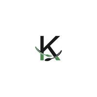 lettre k avec vecteur de conception icône logo fourchette et cuillère