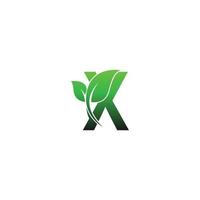 lettre x avec illustration de modèle de conception de logo icône feuilles vertes vecteur