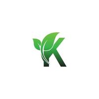 lettre k avec illustration de modèle de conception de logo icône feuilles vertes vecteur