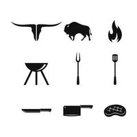 conception de vecteur de silhouette barbecue et grill pour l'icône du logo