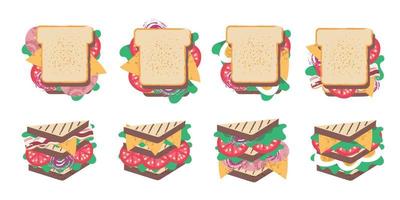 sandwich. bonne journée sandwich. illustration vectorielle en style cartoon plat. vecteur