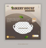 post boulangerie maison avec un style de couleur chocolat pour le modèle de bannière de médias sociaux vecteur