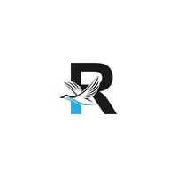 lettre r avec illustration de conception de logo icône canard vecteur