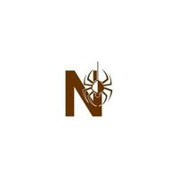 lettre n avec modèle de conception de logo icône araignée vecteur