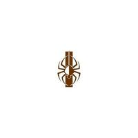 lettre i avec modèle de conception de logo icône araignée vecteur