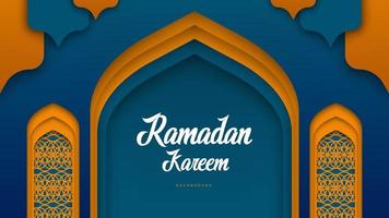 fond de célébration du ramadan avec un design de style papier, pour les cartes de voeux, les bannières, les compositions, les médias sociaux, etc. vecteur