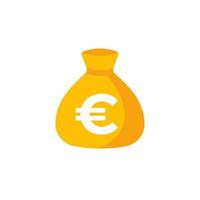 sac d'argent, revenu, financement et icône d'investissement avec euro vecteur