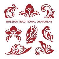 éléments de design floral dans le style folklorique traditionnel russe. éléments de décor monochromes khohloma. ornement floral ethnique avec feuilles, fleurs, baies. vecteur
