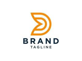 logo abstrait de la lettre initiale d. style de flèche linéaire géométrique orange isolé sur fond blanc. utilisable pour les logos commerciaux et technologiques. élément de modèle de conception de logo vectoriel plat.