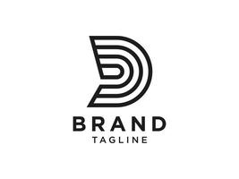 logo abstrait de la lettre initiale d. forme noire double lignes style origami isolé sur fond blanc. utilisable pour les logos d'entreprise et de marque. élément de modèle de conception de logo vectoriel plat.