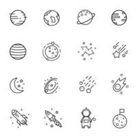 jeu d'icônes de l'espace. illustration isolée sur fond blanc pour les graphiques et la conception web vecteur