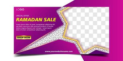 modèle de bannière horizontale de vente de ramadan vecteur
