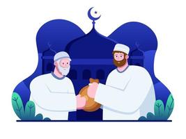 les musulmans saluent joyeux eid al-fitr vecteur