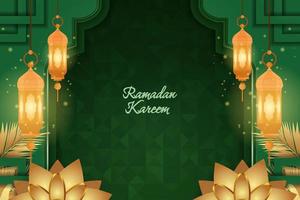 ramadan kareem fond islamique luxe vert et or avec ornement vecteur