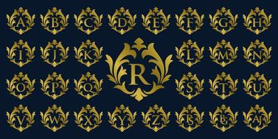 illustration vectorielle de luxe logo monogramme crête modèle design. ornements de vignette vintage de marque royale. vecteur