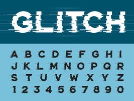 Glitch Modern Alphabet Lettres et chiffres vecteur