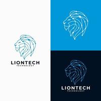 tête de lion technologie logo design illustration vectorielle vecteur