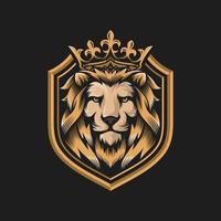 inspiration de conception de logo roi lion royal doré de luxe vecteur