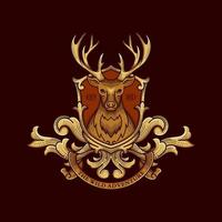 élément de conception de tête de cerf dans un style vintage pour logotype, étiquette, badge, t-shirts et autres motifs. illustration vectorielle rétro du club de chasse. vecteur