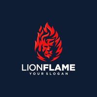 illustration vectorielle de conception de logo de feu de flamme de lion vecteur