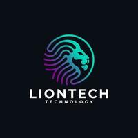 tête de lion technologie logo design illustration vectorielle vecteur