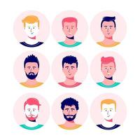 ensemble d'avatar d'hommes souriants. collection de personnages de différents gars. illustration vectorielle isolée. vecteur