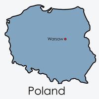 Pologne carte dessin à main levée sur fond blanc. vecteur