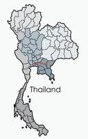 doodle carte de dessin à main levée de la thaïlande. vecteur