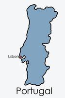 carte du portugal dessin à main levée sur fond blanc. vecteur