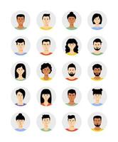 ensemble d'avatar de personnes souriantes. collection de personnages différents hommes et femmes. illustration vectorielle isolée. vecteur