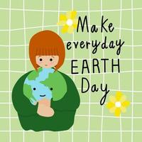 vecteur humain et terrestre. Jour de la Terre. sauver le monde. vecteur dessiné à la main. illustration pour la décoration. personnages de dessins animés.