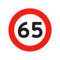 limite de vitesse 65 icône de trafic routier rond signe illustration vectorielle de style plat design.