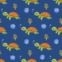 joli motif marin harmonieux avec des bébés tortues nageant sous l'eau vecteur
