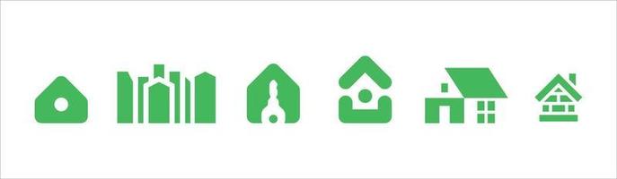vecteur de jeu d'icônes de maison verte simple