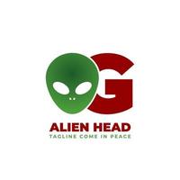 lettre g création de logo vectoriel tête extraterrestre