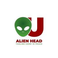 création de logo vectoriel tête extraterrestre lettre u