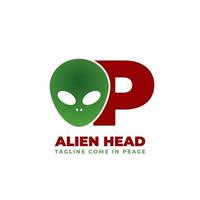 création de logo vectoriel tête extraterrestre lettre p