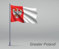 agitant le drapeau de la voïvodie de grande pologne - province de pologne vecteur