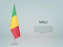 drapeau suspendu du mali sur le stand. modèle de bannière de conférence vecteur