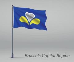 agitant le drapeau de bruxelles région capitale province de belgique vecteur