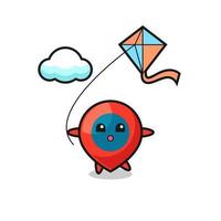 illustration de la mascotte du symbole de localisation joue au cerf-volant vecteur