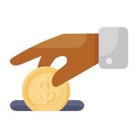 dollar en main concept d'icône de don. vecteur