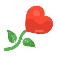 montrant l'amour avec l'icône de la fleur de la Saint-Valentin au design plat vecteur