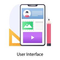 conception d'applications pour smartphone, icône conceptuelle plate de l'interface utilisateur vecteur