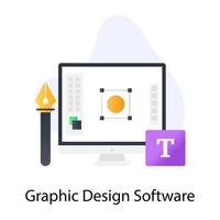 icône de logiciel de conception graphique de style conceptuel plat vecteur