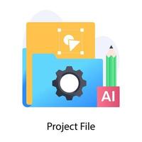 icône conceptuelle plate du fichier de projet, gestion de la conception vecteur