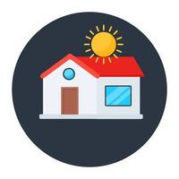 construction de maisons avec soleil indiquant le concept de maison solaire vecteur