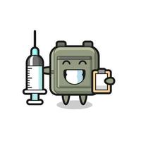 illustration de mascotte de sac d'école en tant que médecin vecteur