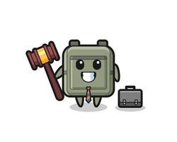 illustration de la mascotte du sac d'école en tant qu'avocat vecteur