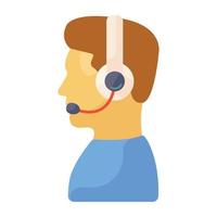 avatar féminin portant des écouteurs avec micro présentant l'icône du centre d'appels vecteur